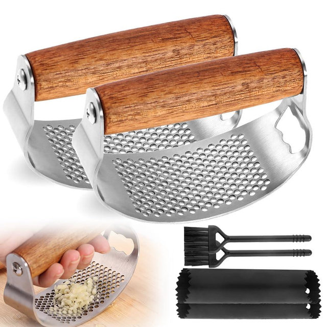 Stainless Steel Garlic Presser, 2025 Upgraded Rocker Professional Garlic Press, Ergonomic Garlic Crusher for Home Kitchen Use, Heavy Duty Mincer Tool Garlic Chopper Garlic Presser Mincer (2)