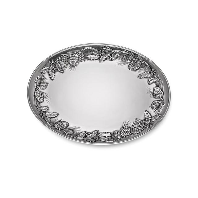 Lenox Metal Pinecone Holly Platter