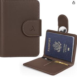 Passport Holder with AirTag hidden (Coffee Brown)
