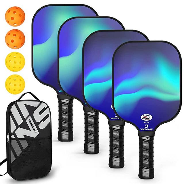 VINSGUIR Pickleball Paddle Set, USAPA Approved Fiberglass Pickleball Set，Pickleball Paddles, Pickleballs, Lightweight Carrying Bag, Pickle Ball Paddle Gifts for Beginners & Pros, Aurora Blue
