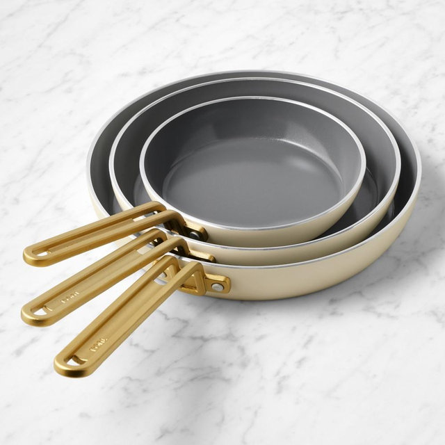 GreenPan™ Stanley Tucci™ Ceramic Nonstick 3-Piece Fry Pan Set, Carrara White