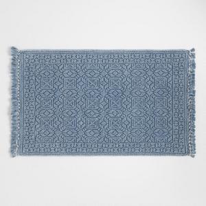 Vintage Indigo Geo Stonewashed Bath Mat