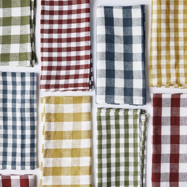 Food52 Gingham Linen Dinner Napkins (Set of 4) - Olive
