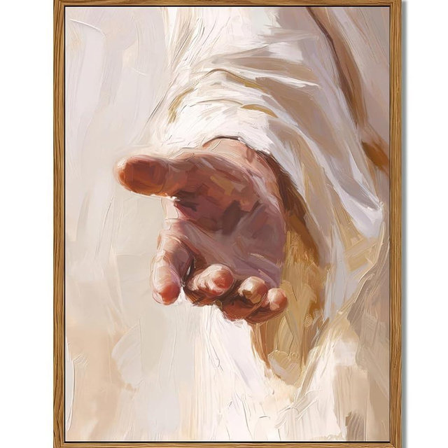 Floating Framed Christian Jesus Wall Art, The Hand of God Canvas Wall Decor Painting, Religion Bible Pictures Posters Prints for Church Prayer Room Living Room Home Decor 24x36 Inch