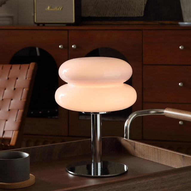 Glivpny Mushroom Lamp for Bedroom,Mid Century Modern Lamp for Nightstand, Dimmable Retro Egg Tart Bedside Small Lamps,Unique Home Mushroom Decor Aesthetic Cute Table Lamps for Living Room (Pink)