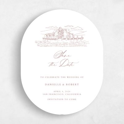 Brown Oval Wedding Save the Date - Malcesine Portrait