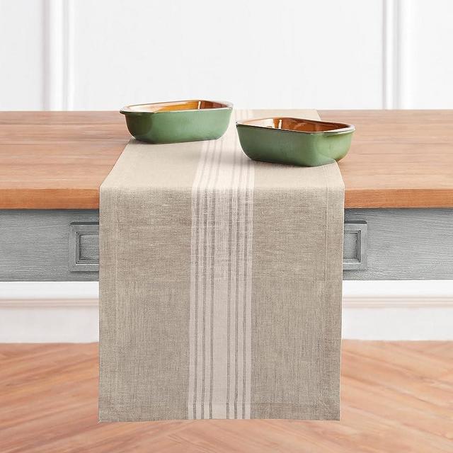 Solino Home Linen Table Runner 14 x 60 Inch – 100% Pure Linen White and Natural Table Runner for Summer – Farmhouse, Handcrafted from European Flax and Machine Washable