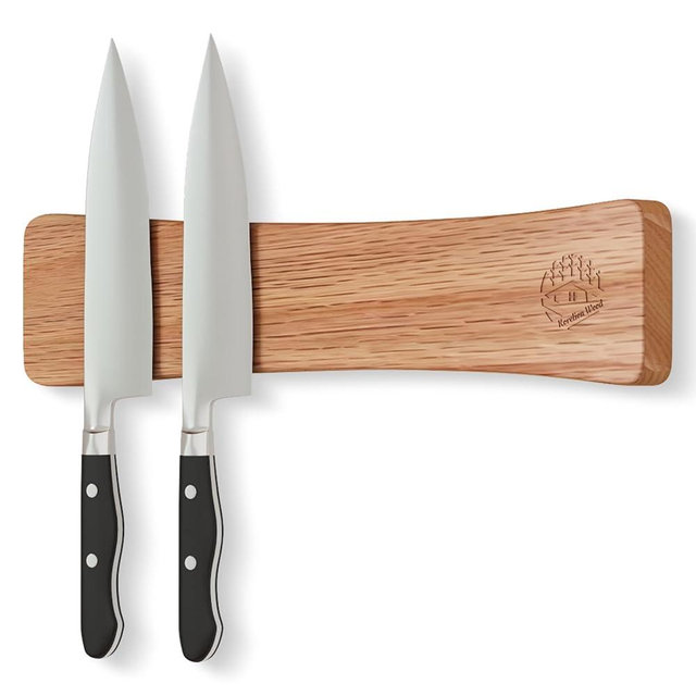 KORELION WOOD Knife Magnetic Strip, 10 Inch Solid Oak Magnetic Knife Holder for Wall with N52 Strong Magnets, Premium Magnetic Knife Strip Organizer for Kitchen Knives, Utensils & Tools