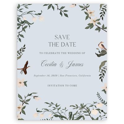 Blue Whisper Wedding Digital Save the Date - Oiseau Portrait