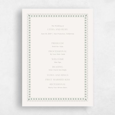 Sage, Green Wedding Program - Giselle