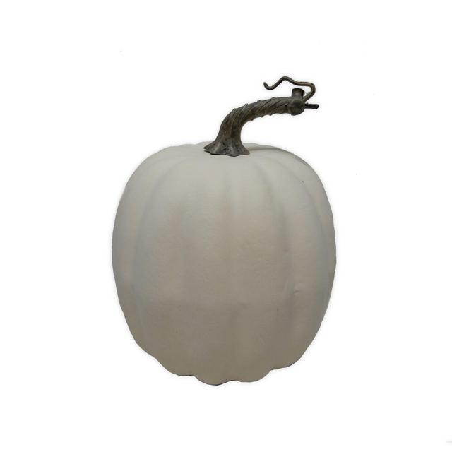 8-Inch Harvest Styrofoam Pumpkin Decoration in White