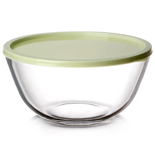 NUTRIUPS 4.7 Quart Large Glass Mixing Bowl with Lid, Deep Big Glass Bowl Large Glass Salad Bowl