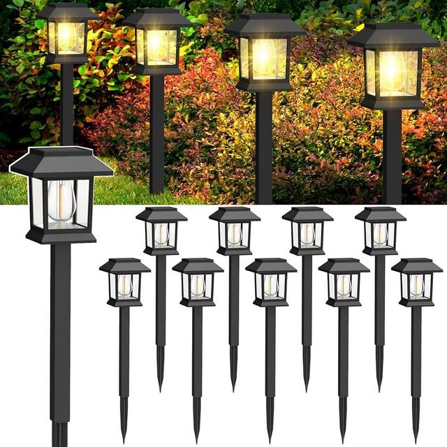 Benany Solar Pathway Lights Outdoor, 12 Pack Small Upgraded LED Waterproof Solar Lights Outdoor, Landscape Lighting for Outside Driveway Garden Walkway Path Yard Lawn Décor, Warm White