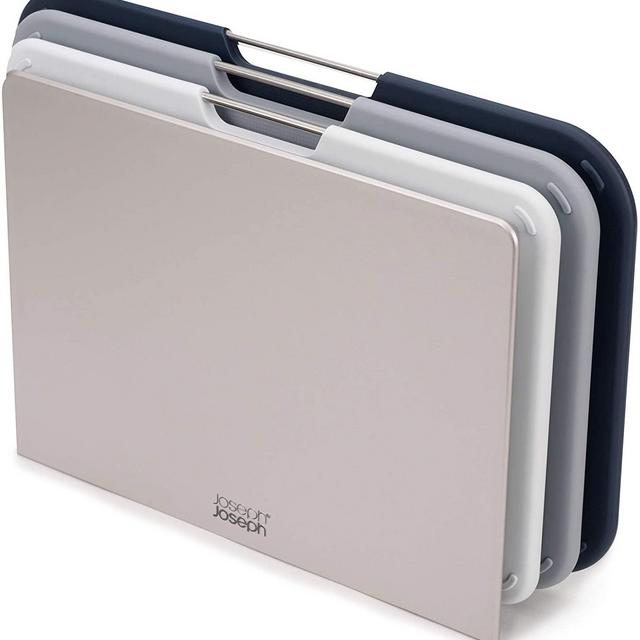 Joseph Joseph 60146 Nest Plastic Cutting Set with Storage Stand 3 Different Sized Boards, Regular, Gray