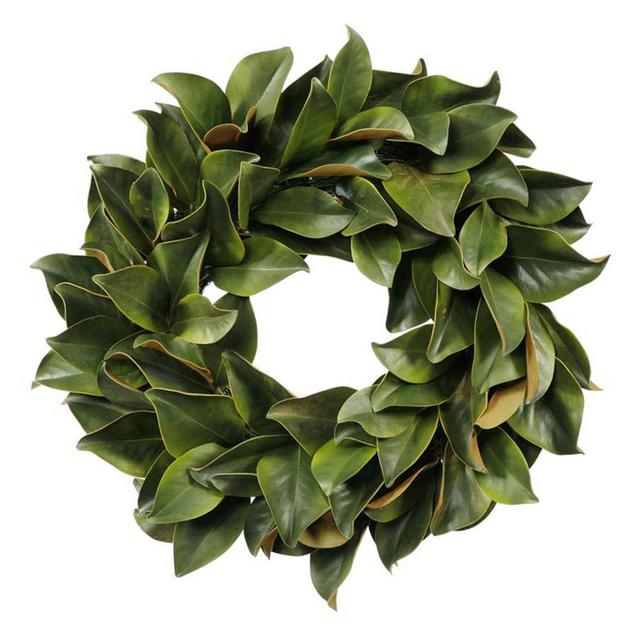 Faux Magnolia Leaf Wreath, Green - 24"