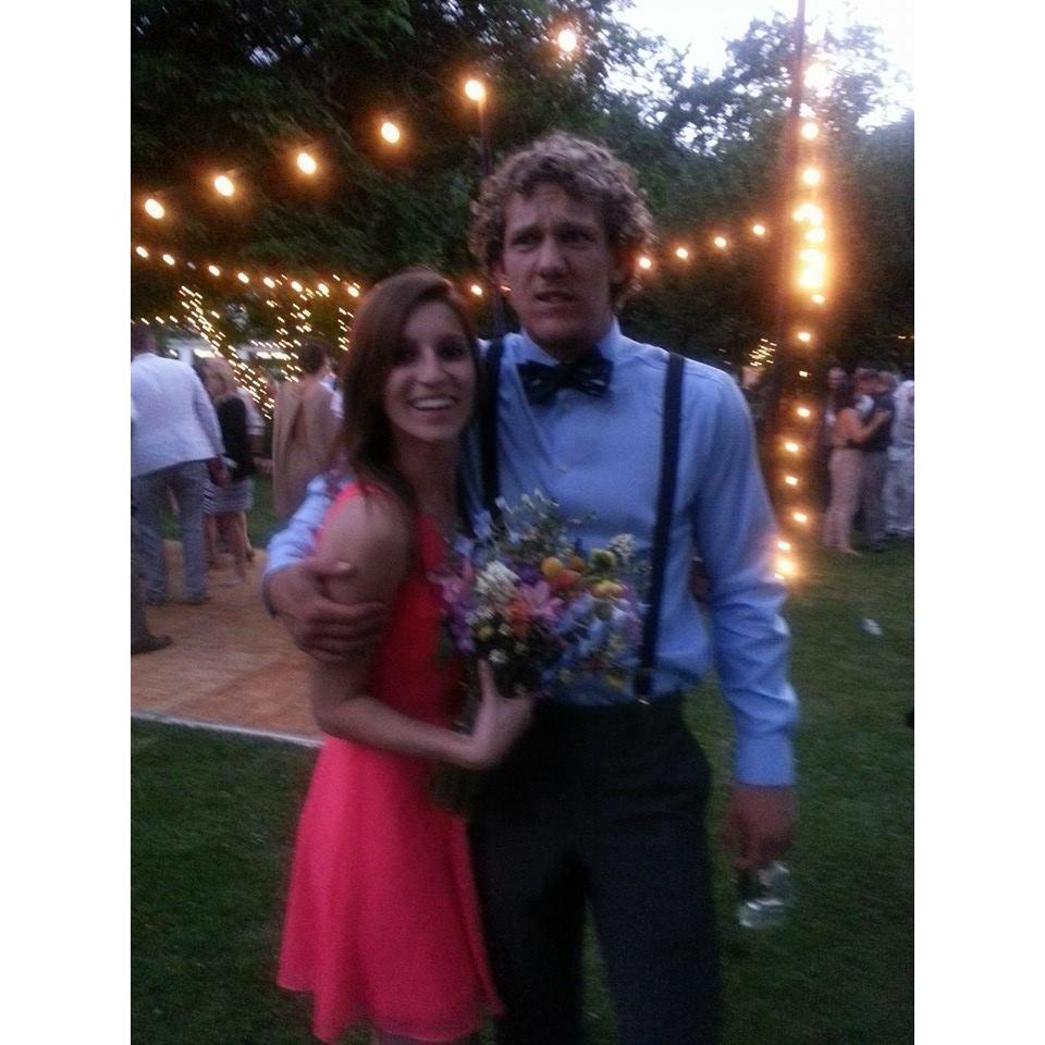 Sean wasn't too excited that I caught the bouquet ;)