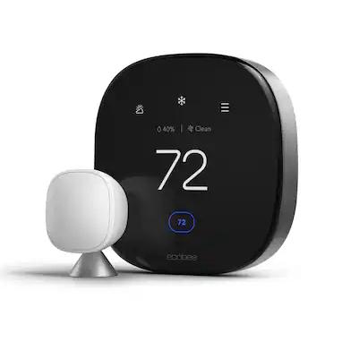ecobee - Premium Smart Programmable Touch-Screen Thermostat with Siri, Alexa, Apple HomeKit and Google Assistant - Black