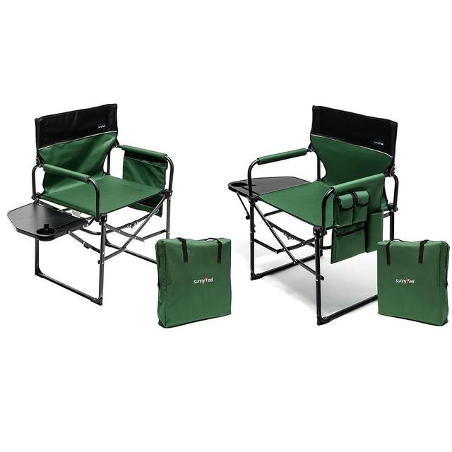 SUNNYFEEL Oversized Camping Directors Chair 2 Pack, Portable Folding Lawn Chairs for Adults Heavy Duty with Side Table,Pocket for Beach, Fishing,Picnic,Concert Outdoor, Foldable Camp Chairs