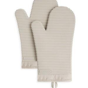 KITCHENAID Ribbed Soft Silicone Oven Mitt 2-Pack Set, 7.5"x13", Milkshake