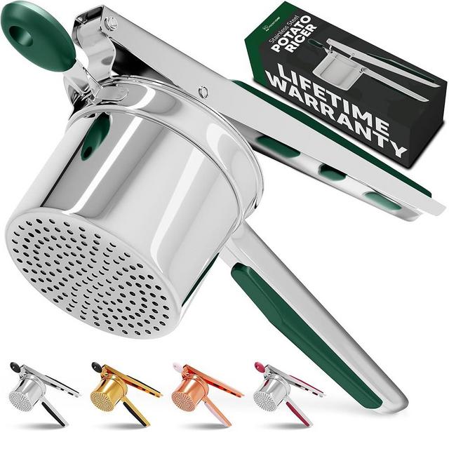 PriorityChef Large 15oz Potato Ricer, Heavy Duty Stainless Steel Potato Masher and Ricer Kitchen Tool, Press and Mash Kitchen Gadget For Perfect Mashed Potatoes - Everytime, Green