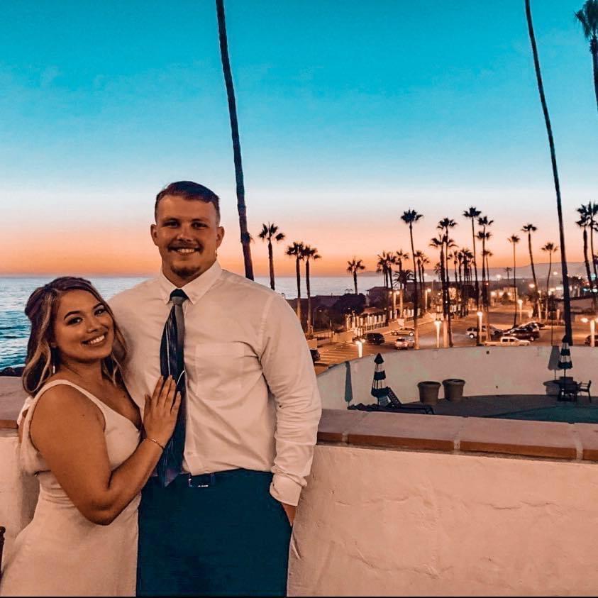 Our favorite picture of us at Errol & Christine's wedding in 2019 in San Clemente, CA.