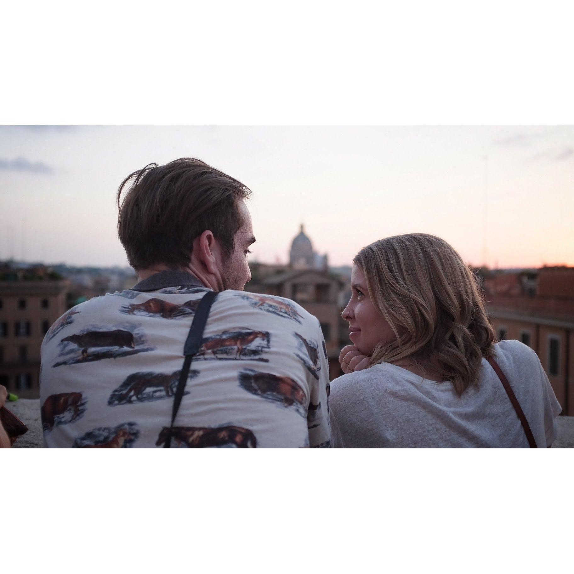 Enjoying a sunset in Rome.