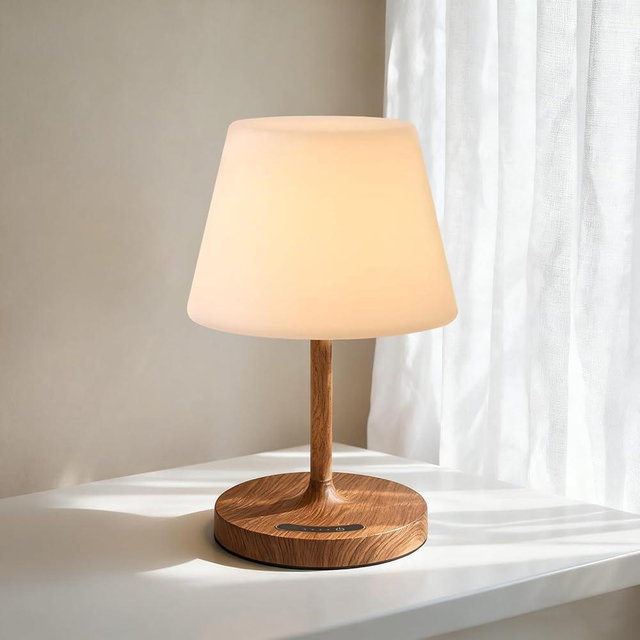 Outdoor Battery Operated Table Lamp, IP54 Waterproof Shower Lamp, 4000mAh Rechargeable Cordless Lamp, 3 Color Temperatures Dimmable, Small Touch Table Lamp for Bedroom, Patio, Camping, Restaurant