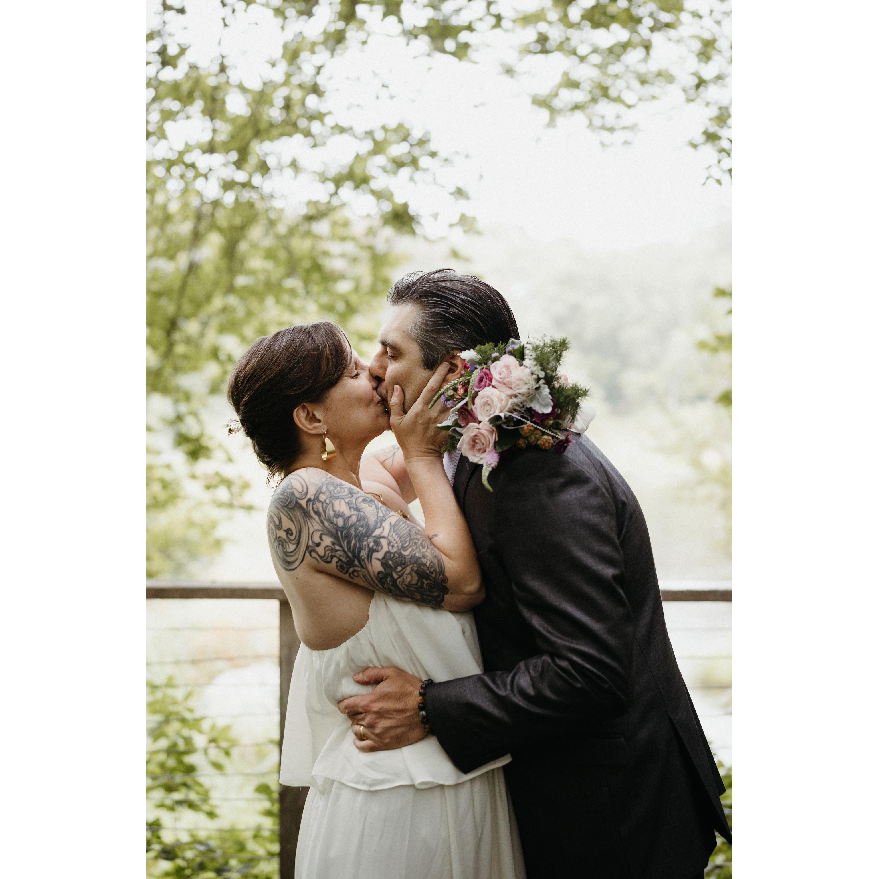 First married kiss.