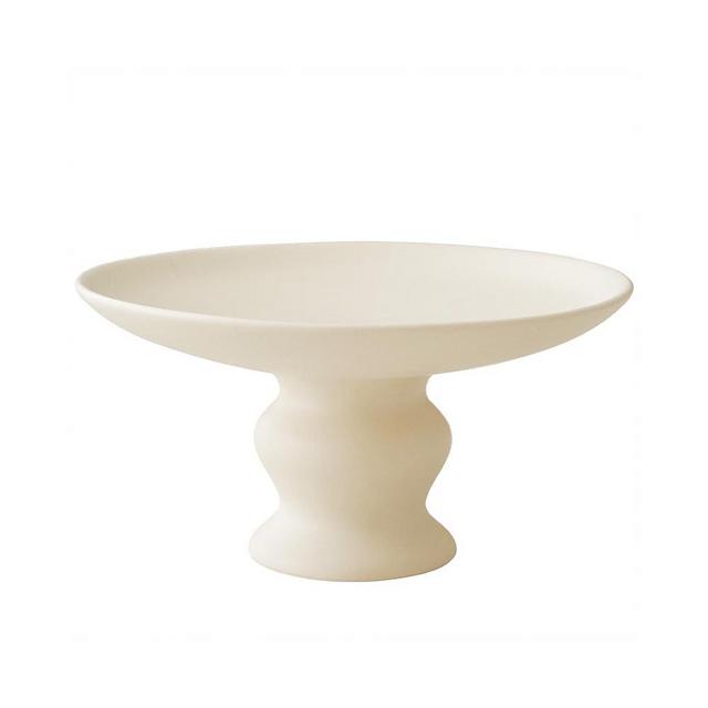 WENSHUO Pedestal Cake Stand, Stood Ceramic Tall Fruit Tray, Cupcake Serving Display, 7-inch, Matte Crème