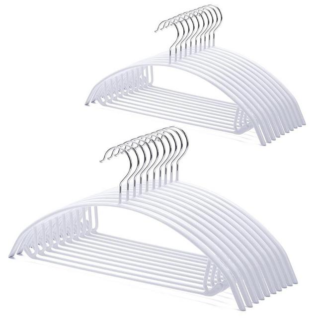 Nature Smile Non Slip PVC Coating Sweater Hangers,Dress Suit Coat Hangers,Shoulder Bump Free Golf T Shirts Clothes Hangers (White Color 20 Pack)