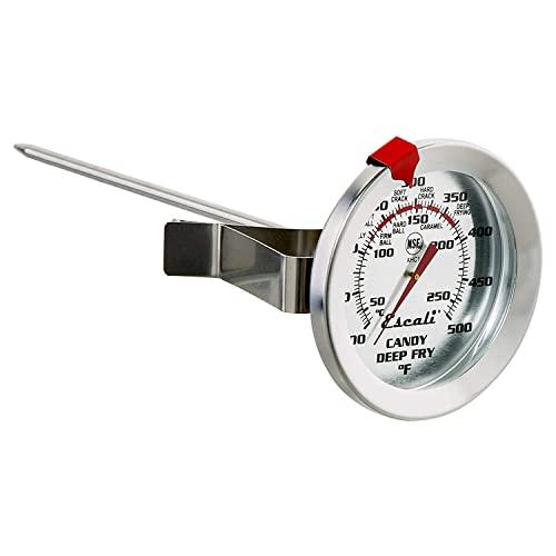 Escali AHC1 NSF Certified Candy/Deep Fry/Confection Thermometer with Extra Dial, 5.5" Probe, Silver