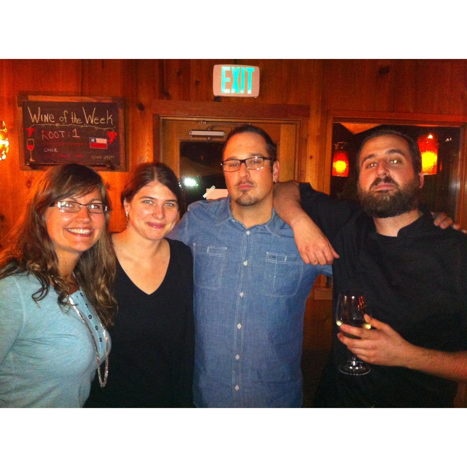 Relaxing after one of the Beer dinners at Sprats with friends, Maggie and Jason Porter.