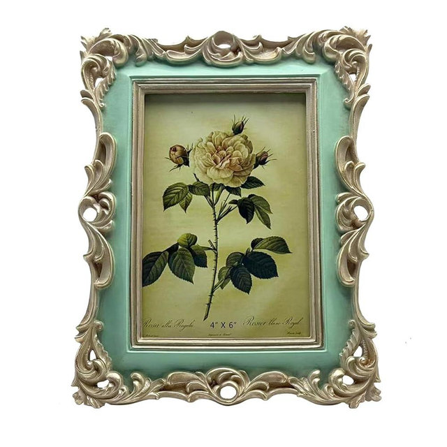 CISOO 4x6 Vintage Picture Frame Antique Ornate Green Photo Frame, for Table Top and Wall Display, Decorative Floral Design Retro Home Decor, Photo Gallery Art