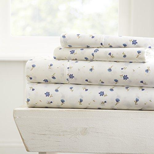 Linen Market 4 Piece Sheet Set Patterned, King, Soft Floral Light Blue