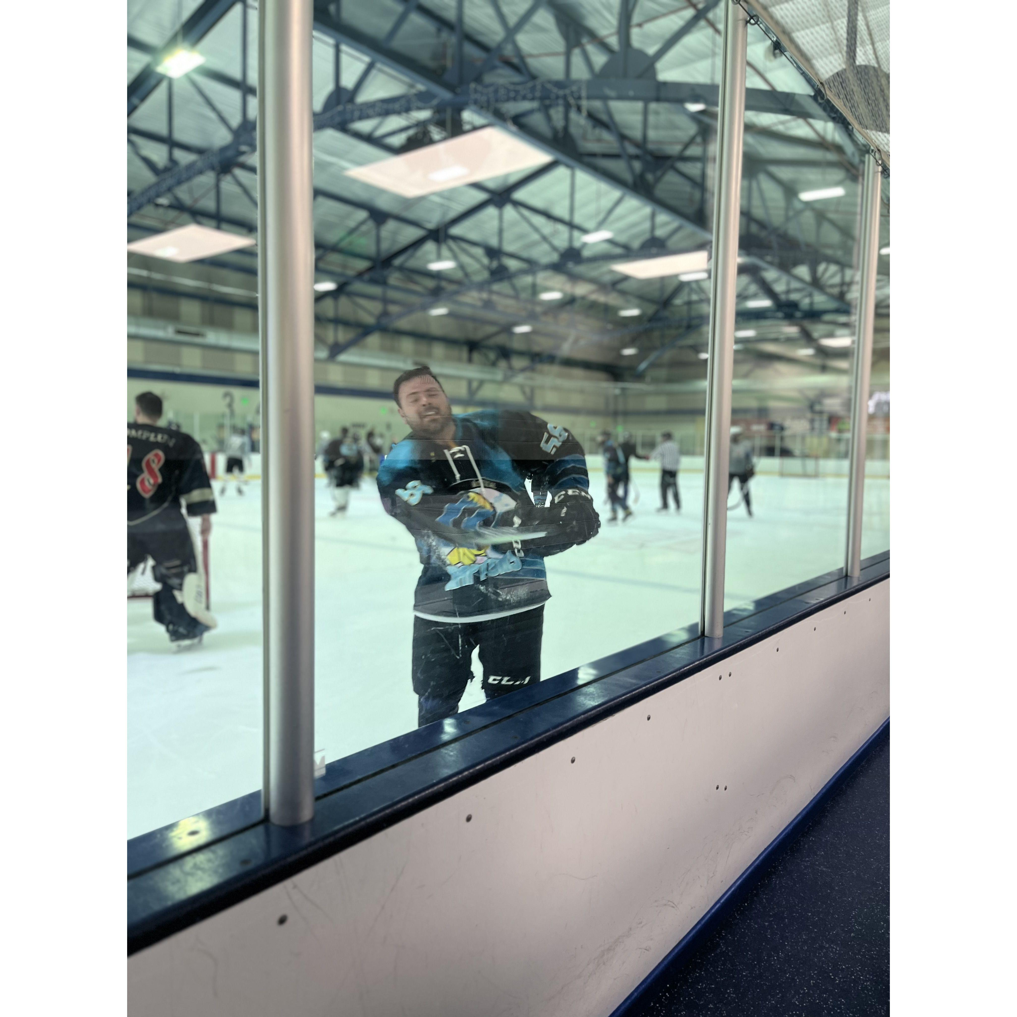 Our first hockey game. Thanks JR for inviting us to watch you guys!