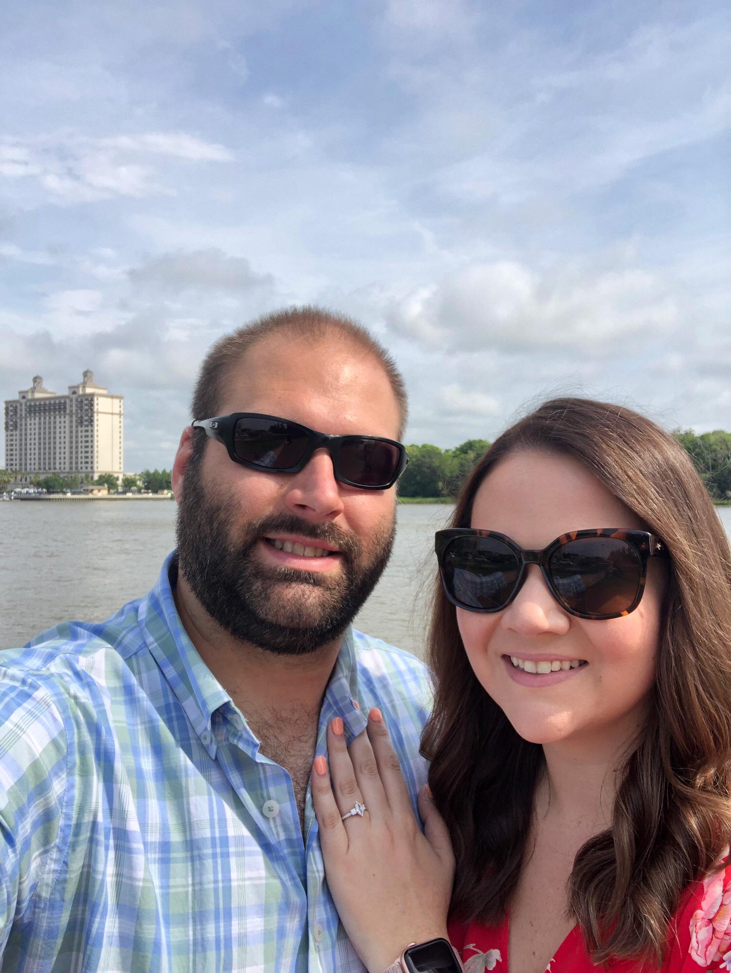 Our engagement in Savannah, GA. Andrew proposed on the river walk. June 6,2019.