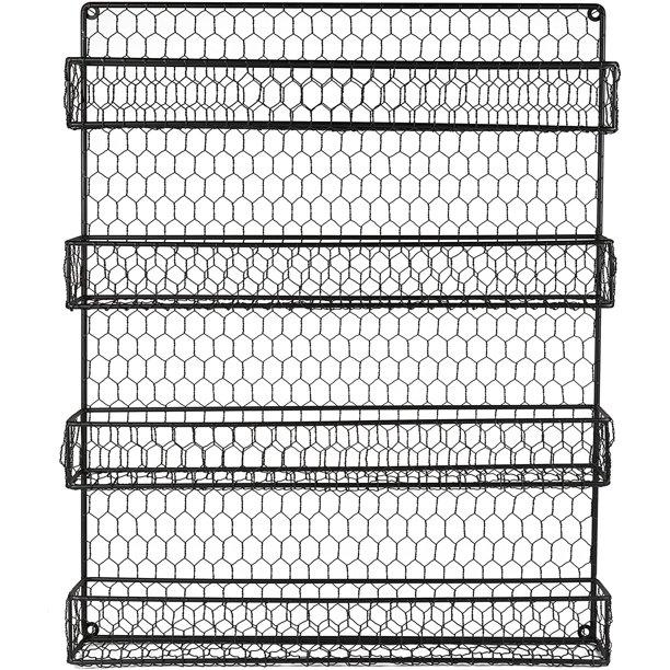 Homeries 4-Tier Spice Rack Organizer, Wall Mount and Cabinet Storage Organizer, 17 x 2.5 x 21 inches