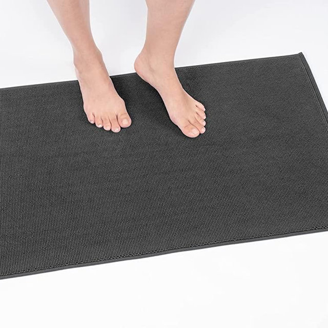 Cotton Paradise Bath Rug for Bathroom, 17x24 inch 100% Cotton Non Slip Bath Mat Rug, Soft Absorbent Machine Washable, Dark Gray Bath Rug