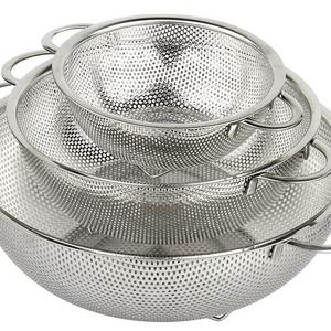 HÖLM 3-Piece Stainless Steel Mesh Micro-Perforated Strainer Colander Set (1-Quart, 2.5-Quart and 4.5-Quart)