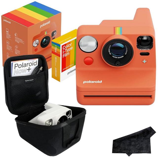 Polaroid Now+ 3rd Generation Bluetooth i-Type Instant Camera with 16 Color Film Photos, Coral | App Controlled with Signature Series Case Bundle