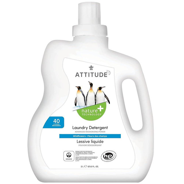 ATTITUDE Laundry Detergent, EWG Verified, Plant and Mineral-Based Formula, HE Compatible, Vegan and Cruelty-free Household Products, Wildflowers, 40 Loads, 67.6 Fl Oz