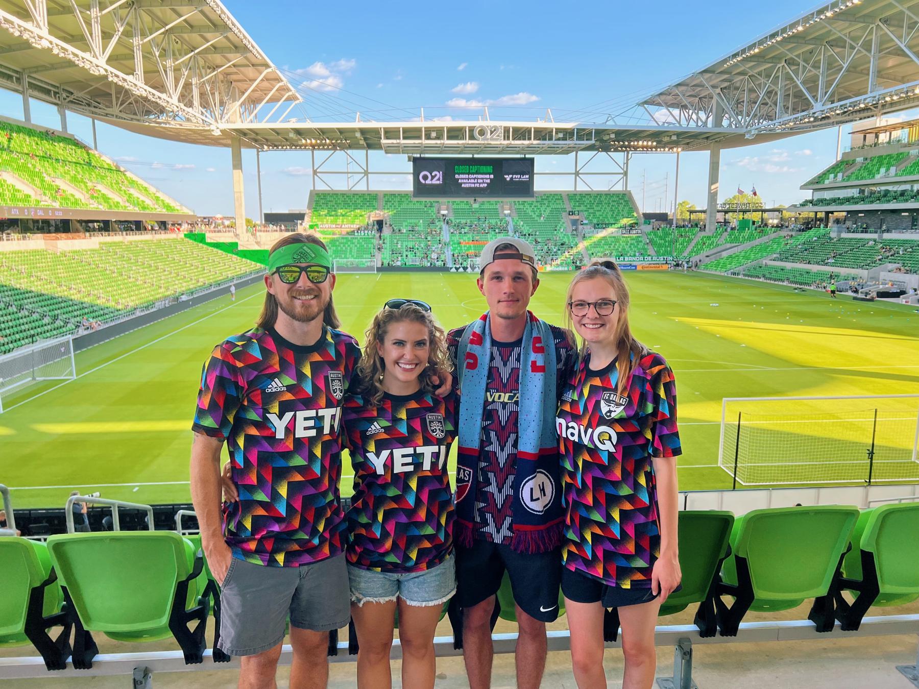 We are big soccer fans! One of our favorite memories as a couple was traveling to Austin to visit Blake's (and Leah's soon-to-be) aunt and uncle to watch Austin FC vs FC Dallas!