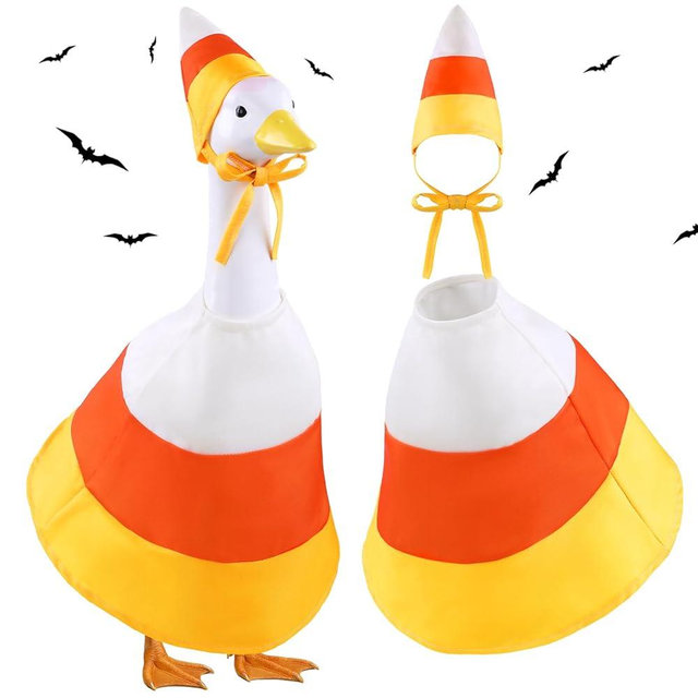 Vellibring Halloween Candy Corn Goose Outfit for 23" Porch Goose Cloths Costume Fall Autumn Halloween Outdoor Patio Yard Lawn Art Decoration