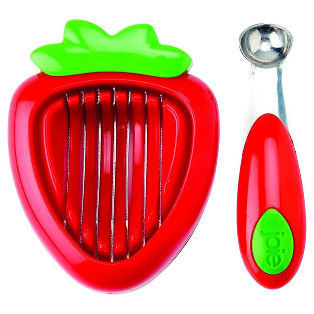 MSC International 87312 Joie Strawberry Hull and Slice, BPA free, FDA approved, 2-Piece Set, Red