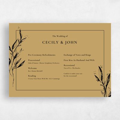 Dijon, Yellow Wedding Program - Griffith