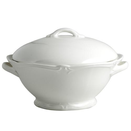 Gien Rocaille Blanc Covered Vegetable Bowl