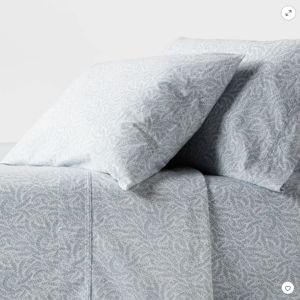 Queen 250 Thread Count Organic Percale Sheet Set - Blue