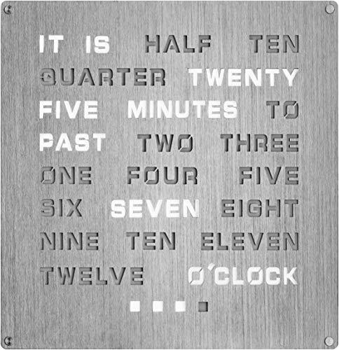 LED Word Clock - Displays Time as Text - Powered by AC Adapter (12" x 12" Aluminum)