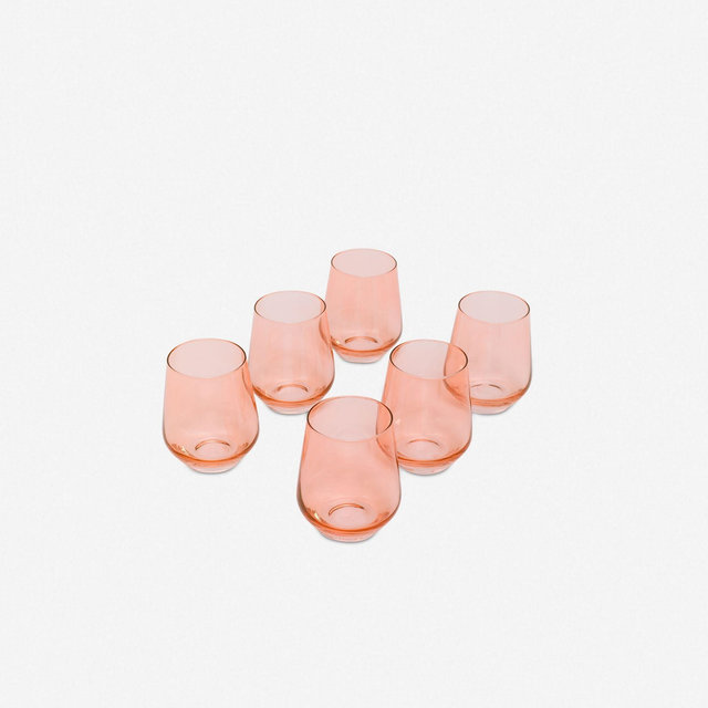 Estelle Colored Stemless Wine Glass, Pink (Set of 6)