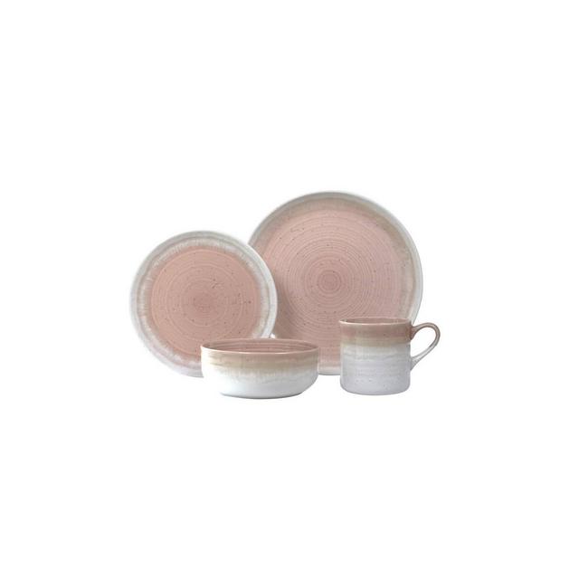 16pc Stoneware Hearth Dinnerware Set Pink - Baum Bros.